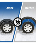 Before and after comparison of Chevy Silverado with 2-3 Inch Drop Leaf Spring Shackles Replacement Kit for improved stance.