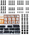 Universal TV Mounting Hardware Screw Kit With Box Including M4 M5 M6 M8 Screws Spacers And Washers For Most TV And Monitor VESA Mounts Up To 80 Inches Replacement Screws For Wall Mount displayed with open box.