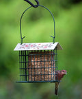 Rustic Black Metal Suet Cage Feeder For Outdoor Bird Watching, Hanging Bird Feeder With One Suet Cake Capacity
