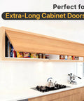 HBL' 2-Pack lid support hinges for extra-long upper cabinet doors; heavy-duty wood kitchen cabinet hardware.