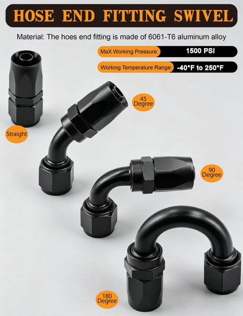 High Performance 8AN Nylon Braided CPE Fuel Oil Hose, 20 Foot Length With Fittings Kit, Solid 1/2 Inch Gas Line For Your Ride, Not Compatible With E85 Or PTFE Use