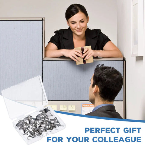 40 Pieces Cubicle Hooks Set For Fabric Wall And Panel Hangers, office scene with gift and hooks in use