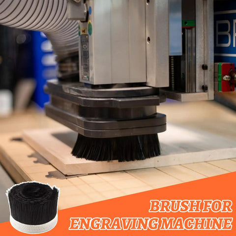 Heavy Duty Cnc Dust Shoe Brush With Thick Nylon Bristles For Vacuum Cleaners And Router Spindles in use on an engraving machine.
