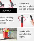 Heavy Duty 24 Inch Floor Squeegee For Concrete And Commercial Spaces Featuring An Effortless Grip Push And Pull Handle displayed with storage hanger.