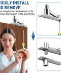 Hidden Bookcase Hinge Kit With Lock And Spring Latch For Secret Doors, 304 Stainless Steel Pivot Hinges With Cable, Built Tough, Heavy Duty 220lb Per Set, Fits Doors Over 40mm Thick, Under 800mm Wide, And Up To 2500mm High; screw-adjustable hinge