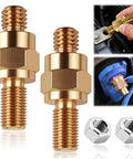 Brass Side Post To Top Post Battery Converter, 2-Piece Kit Of Long Stud Terminal Bolts with nuts for GM rigs.