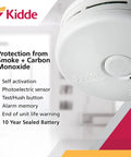 Smoke And CO Alarm Combo With 10 Year Battery Replacement Alert For Home Safety Photoelectric And Electrochemical Sensors