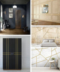 Various room designs using Matte Gold Peel And Stick Molding Trim, Flexible Mirror Border For Walls, Ceilings, Floors, 5m x 0.66cm