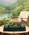 Large Capacity Chef Knife Roll Bag With Multiple Pockets And Internal Compartments Rugged Fabric set on wooden table outdoors