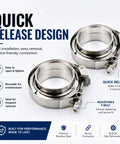 2.5 Inch V Band Exhaust Clamp Set With 304 Stainless Steel Quick Release Flanges for turbo downpipe piping