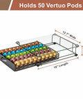 VertuoLine Capsule Drawer Organizer With Glass Front Holds 50 Pods In Five Rows Of Ten Perfect For Counter Or Cabinet Storage Easy Load And Unload With Handle Secure And Durable Kitchen Accessory.