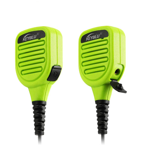 Green Waterproof Shoulder Speaker Mic for Two Way Radios With 3.5mm Jack And 2 Pin, Rugged Walkie Talkie Microphone, IP56 Weatherproof