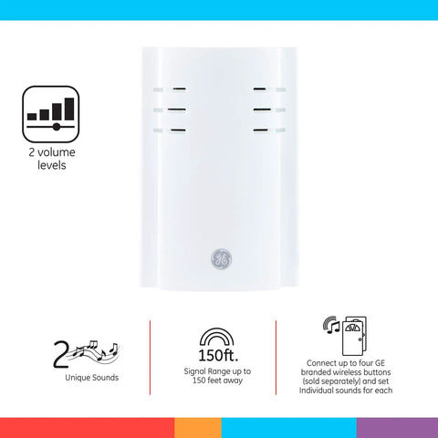 Wireless Doorbell Kit With Plug In Receiver And Button 150 Ft Range Four Volume Levels Two Melodies Ding Dong Westminster Easy Setup For Classrooms White Ideal For Busy Classrooms And Small Offices