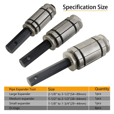 3-Piece Tail Pipe Expander Tool Kit From 1-1/8 To 3-1/2 Inch Exhaust Pipe Spreader With Sizes Chart For DIY Auto Repair