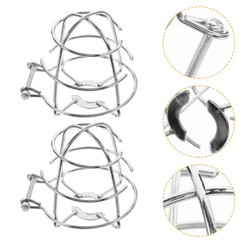 Heavy Duty Fire Sprinkler Head Covers 2 Pack Tool Free Impact Blocker For Vandalism Silver iron guard design with detailed fastening.