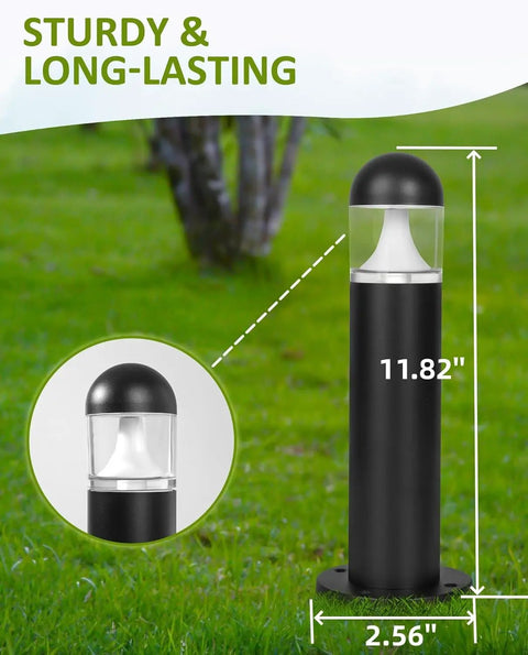 2 Pack 12V LED Landscape Pathway Lights IP67 Waterproof Bollard Outdoor Driveway Walkway Wired Lights With Connector And Stakes 2700K Warm White 200 Lumens Glass Lampshade Reflective Cone 270 Degree Beam For Yard Garden Lawn