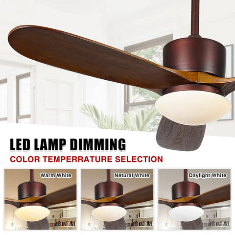 48 Inch Wood Ceiling Fan With Lights And Remote Three Carved Wood Blades Quiet Reversible Motor Oil Rubbed Bronze