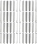 72-pack of 3 mm dowel pins in hardened bearing steel, aligned in rows, showcasing precision ground cylindrical bodies for assembly projects.