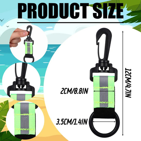 Four Pack Scuba Fin Retainer Lanyards Kit With Regulator And Octopus Mouthpiece Holders Reflective Webbing for Divers