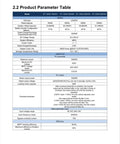 Product parameter table for Heavy Hitter 45Kwh Lithium Battery Power Wall with inverter specifications and details.