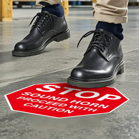 5 Pack Stop Noise Sign Proceed With Caution Traffic Floor Sticker 17 By 17 Inches Anti Slip Self Adhesive Vinyl