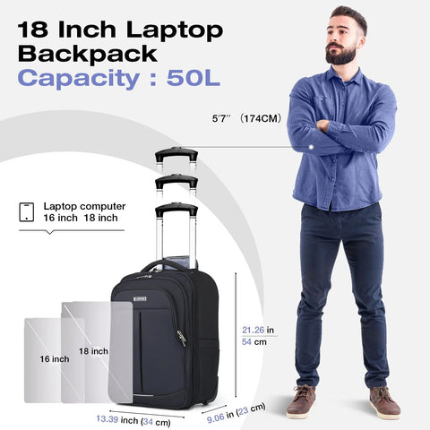 Durable Rolling Backpack Carry-On: Laptop & Travel Ready