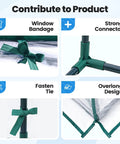 Raised Garden Bed With Cover And Mini Greenhouse Kit For Outdoor Use Galvanized Metal Planter Box Includes Two Screen Window Panels 20 T Tags Gloves Perfect For Growing Veggies And Herbs 6x3x1ft. Image showing window bandage, strong connector, fasten tie, and overlong design features.