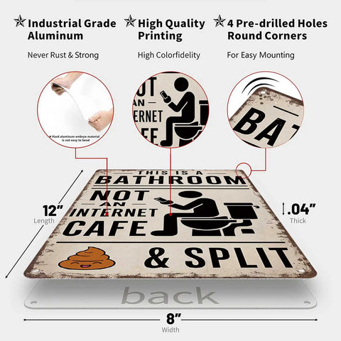 Kickass Vintage Metal Tin Sign 8X12 Inches With A Heck Funny Bathroom Wall Art And Farmhouse Humor Plaque, aluminum, 12x8 inches, pre-drilled holes for mounting.