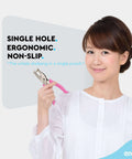 Woman holding Single Hole Paper Punch With Cushioned Grip Built Tough Puncher For Greeting Cards Scrapbooks Notebooks And Craft Paper