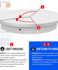 Top Rated 23.6 Inch Heavy Duty Motorized Electric Turntable With Remote Control Rotating Photography Platform For Display with control buttons.