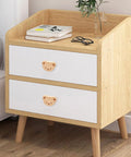 Nightstand with Bear Shaped Wooden Knobs 6 Pieces Single Hole Beech Wood Cabinet Handles, ideal for kids room furniture hardware.