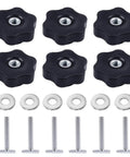 6 Pack T Track Knob Kit With 1/4-20 Bolts And Washers For DIY Woodworking Jigs And Fixtures, Six Star Knobs, T Track Bolts