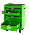 Badass Heavy Duty Steel Rolling Tool Cart With 21 Inch Locking Parking Brake Casters And Friction Free Ball Bearing Slides For Garage Shop Gear Organizer Green displaying three spacious drawers and rugged green finish.