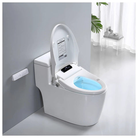 Next Level Smart Toilet Cover Featuring Heated Bidet Spray And Auto Open Close Lid Wireless Remote Bathroom Essential Fits Standard Bowls Heavy Duty Knockout Comfort with open lid and remote control.