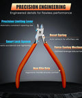 Ultra Thin Model Nippers for Gundam and Resin Kits with 0.01mm Flush Blade Cr V Steel ergonomic non slip grip detail view