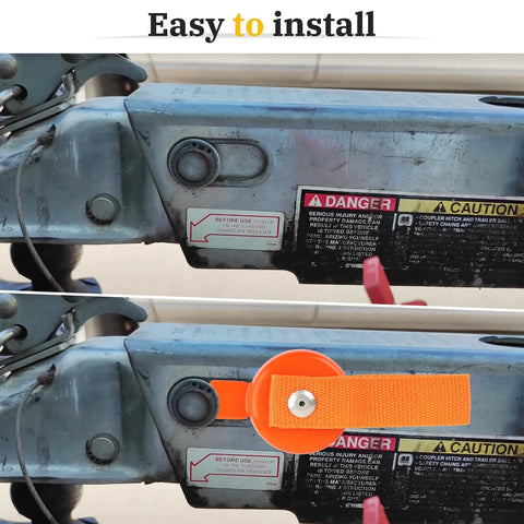 UASAM surge brake lockout key with magnetic head and orange release strap, installed on UFP boat trailer brakes (2 pcs)