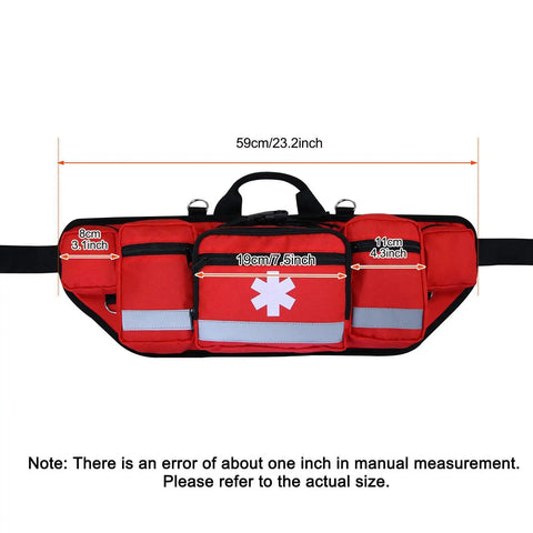 Red Outdoor Belt Bag With Big Capacity For Hiking And Camping, durable oxford cloth with reflective safety strip and adjustable strap.