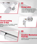 Exit Door Panic Bar Push Bar Exit Device With Exterior Lever Stainless Steel Commercial Door Hardware For 28 To 41 Inch Wood Or Metal Doors Fireproof Lock Easy Cuttable Workhorse Emergency Handle with strong latch, external locking lever, and sensitive push bar.