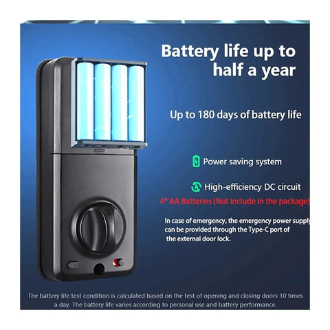 Battery compartment of Built Tough As Nails Waterproof Biometric Smart Deadbolt Door Lock With Dual WiFi And Bluetooth Keyless Entry.