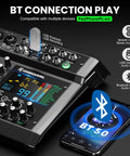 Six Channel Audio Interface Mixer With 99 DSP Digital Effects Bluetooth USB RCA Interface with smartphone connection