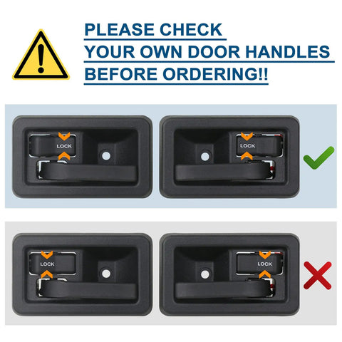 Comparison of correct and incorrect Jeep Wrangler door handles for YJ TJ models, showing installation guidance.