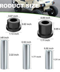 Heavy Duty Golf Cart Front Suspension Kit For Club Car DS 1992 Up 12 Piece Spring Bushing Set With Sleeves Replacing Front Upper Arm And Front Lower Spring Bushings On Gas And Electric Models, with measured bushings and sleeves