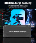 8TB Ultra-Large Capacity USB 4 to M.2 NVMe SSD Adapter showcasing a high-speed interface and compatibility with NVMe SSDs.