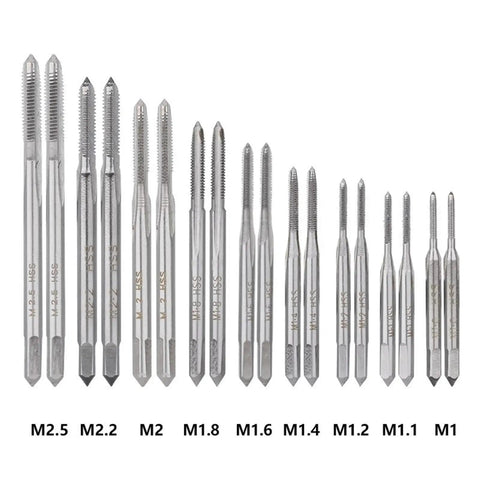 Essential Metric Tap And Die Set With 31 Pieces For Metalworking Pros! High Speed Steel HSS Tools Create Perfect Screw Threads On DIY Projects And Small Engine Repairs With Durable Hand Wrench Kit. Metric HSS taps M1 to M2.5 set