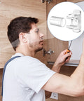Man installing 10 Pairs False Drawer Front Clips With Screws For Cabinet Installations, reinforced snap sink clips in kitchen