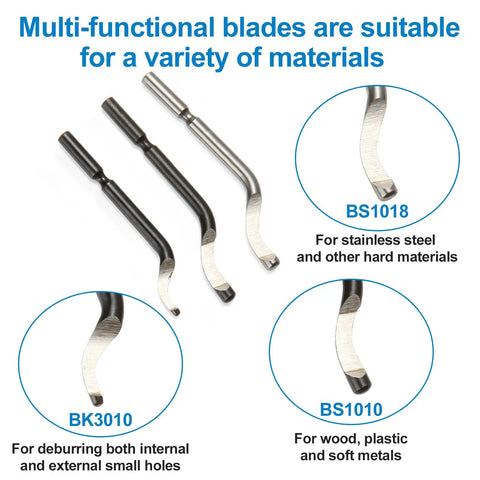 29 Piece Deburring Tool Set With 11 HSS Blades, 7 Needle Files, 10 Sandpapers, A Metal Handle featuring multi-functional blades for metal, wood