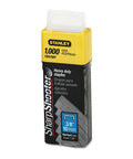 Heavy Duty Three Eighth Inch Tacker Staples Box Of One Thousand Silver Steel True Straight Fit, packaged carton for pneumatic staplers.