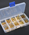 Brass Hex Spacers Standoffs Screws Nuts 320 Piece All In One Assortment Kit For M2 Threads Durable Hardware Gear For Electronics Robotics And DIY Projects High Strength Precise Threads Sturdy Storage Box in divided plastic case