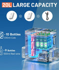 Top Tier Game Changer 12 Volt Portable Freezer And Compressor Cooler With Dual U20 Batteries For Rigs And Road Trips Delivers Sick Chilling Power Straight Up On The Go showcasing 20L capacity with bottles inside.