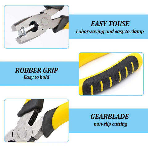 Snap plier from 900 Piece Wire Cage Clips Kit with rubber grip and gear blade, ideal for coops and pet cages.